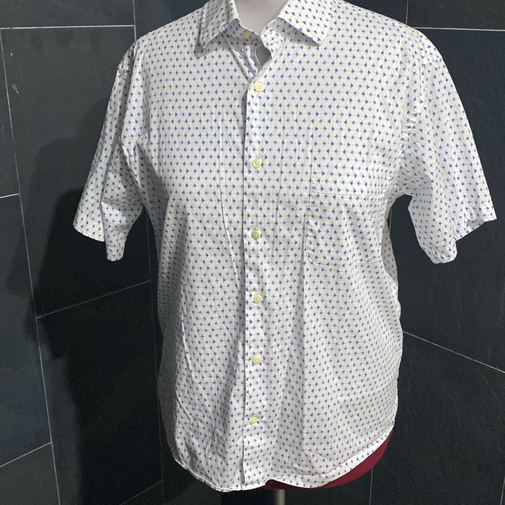 PETER MILLAR Seaside Blue Tropical Fish Short-Sleeve Sport Shirt | Size Large